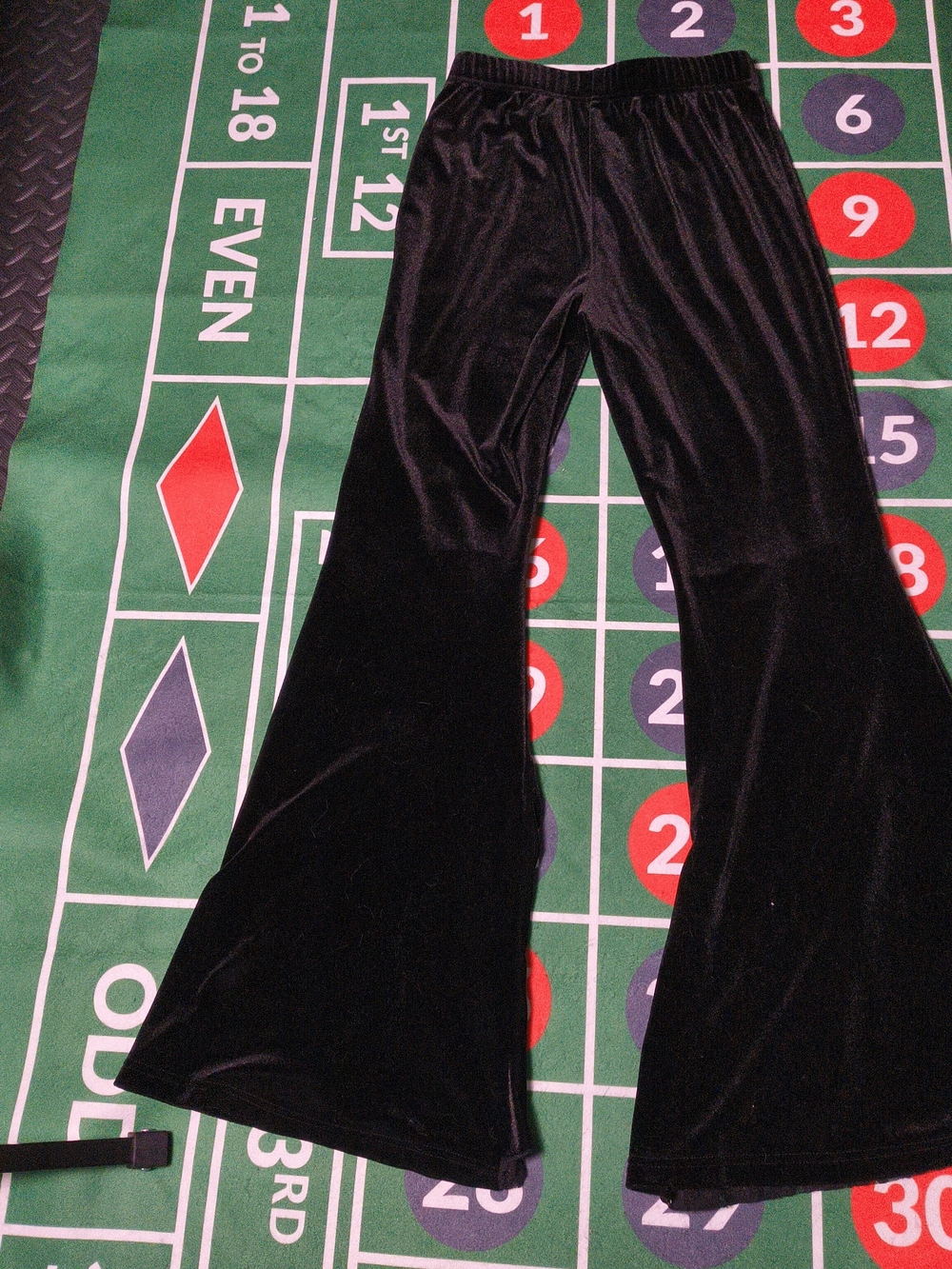 Black Velvet Velour High Waist Flare Pants Women's XS Stretch Pull On